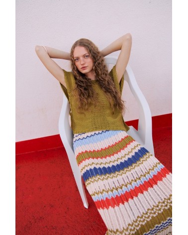 Falda Listado Desagujado Multicolor