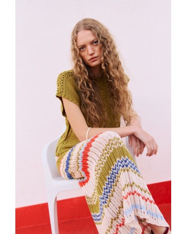 Falda Listado Desagujado Multicolor