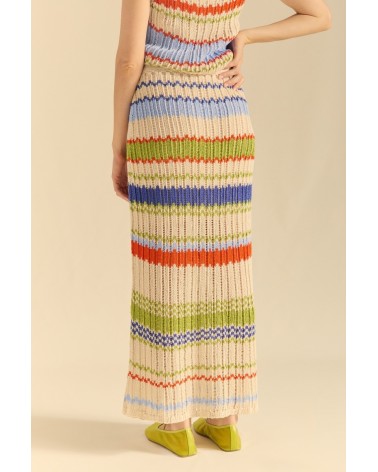 Falda Listado Desagujado Multicolor