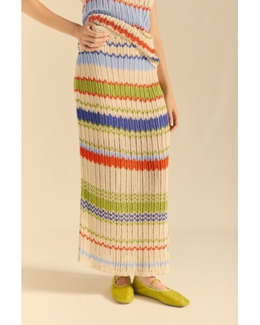 Falda Listado Desagujado Multicolor