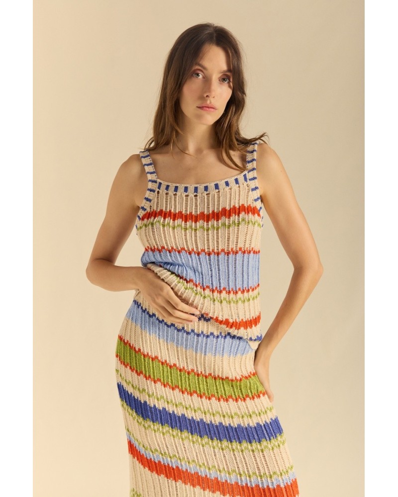 Top Desagujado Listado Multicolor