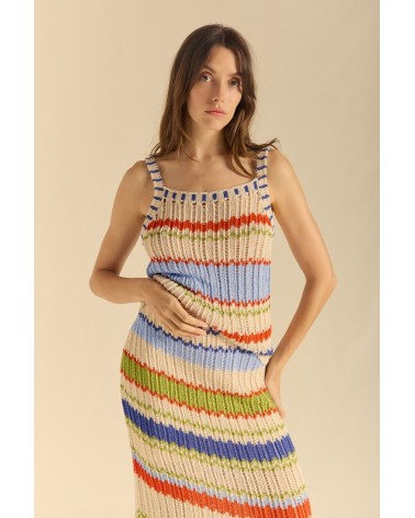 Top Desagujado Listado Multicolor