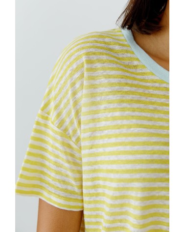 Camiseta Lino Rayas Amarillas