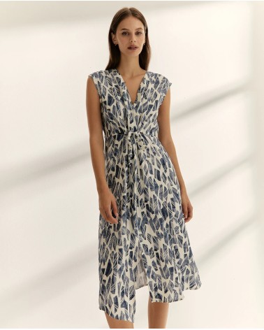 Vestido Midi Estampado Camisero