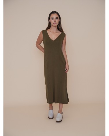 Vestido Desagujado Kaki
