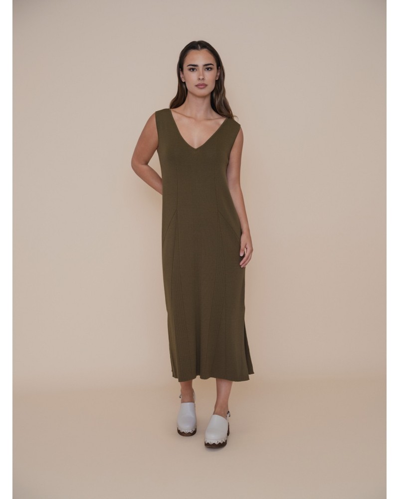 Vestido Desagujado Kaki