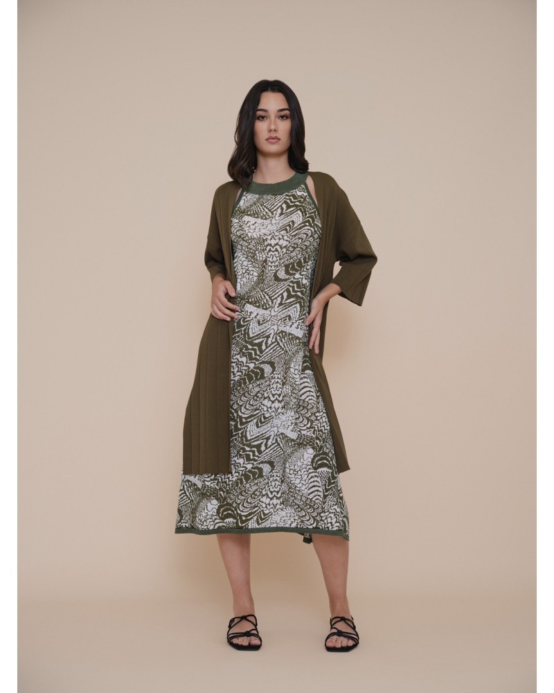 Vestido Halter Estampado Lúrex