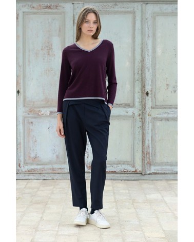 Jersey Burdeos Vivo Gris y Botones