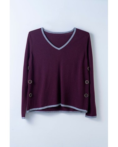 Jersey Burdeos Vivo Gris y Botones