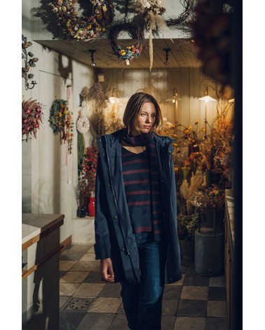 Jersey Pico Marino Con Rayas Burdeos