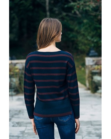 Jersey Pico Marino Con Rayas Burdeos