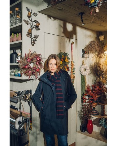 Bufanda Azul Marino Con Rayas Granates