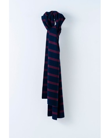 Bufanda Azul Marino Con Rayas Granates