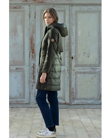 Parka Acolchada Verde Con Capucha