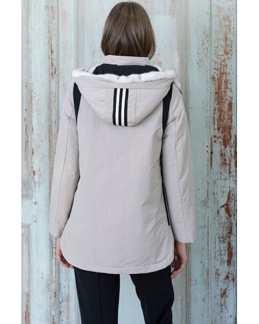 Parka Beige Detalles Negros