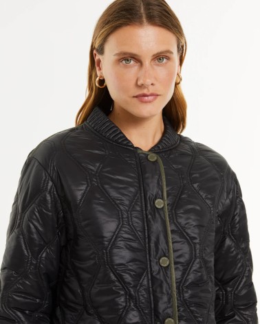 Parka Negra Con Vivo Verde