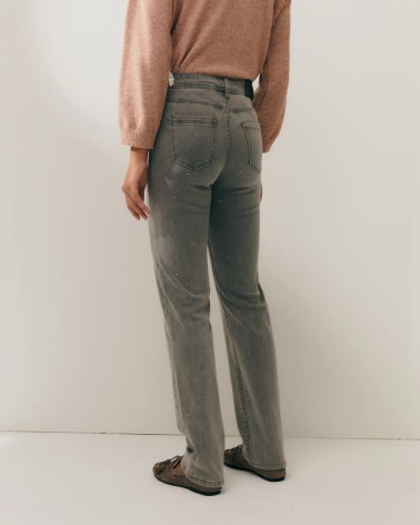 Vaquero Gris Con Mini Tachuelas