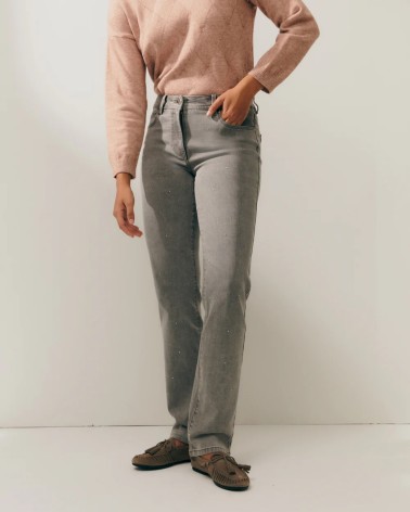 Vaquero Gris Con Mini Tachuelas