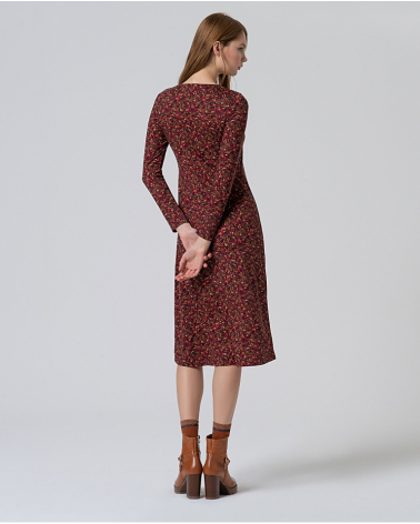 Vestido Midi Floral Burdeos