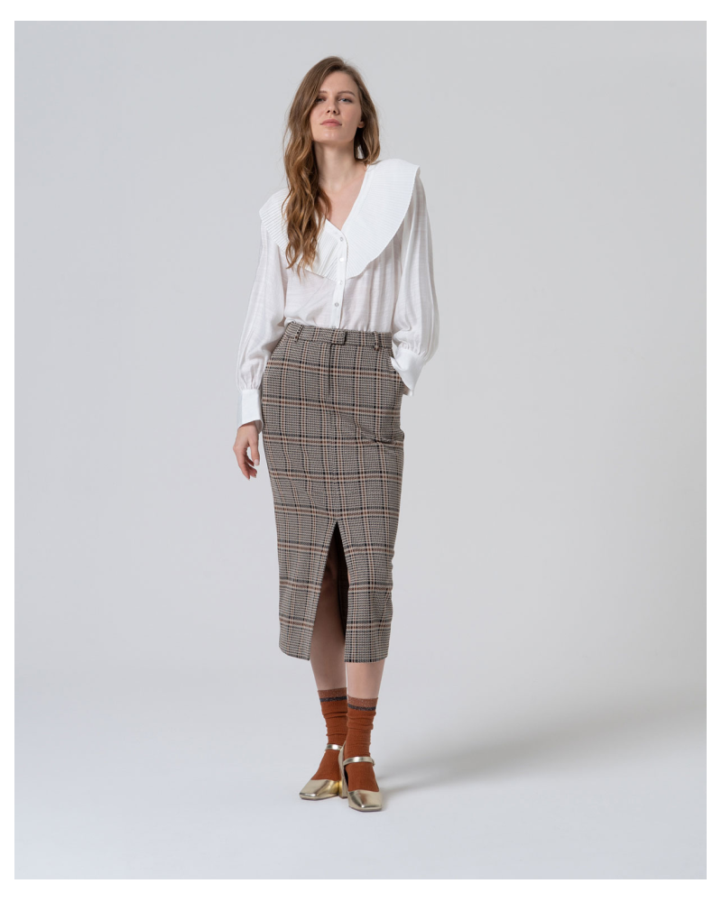 Falda Lápiz Cuadros Negros