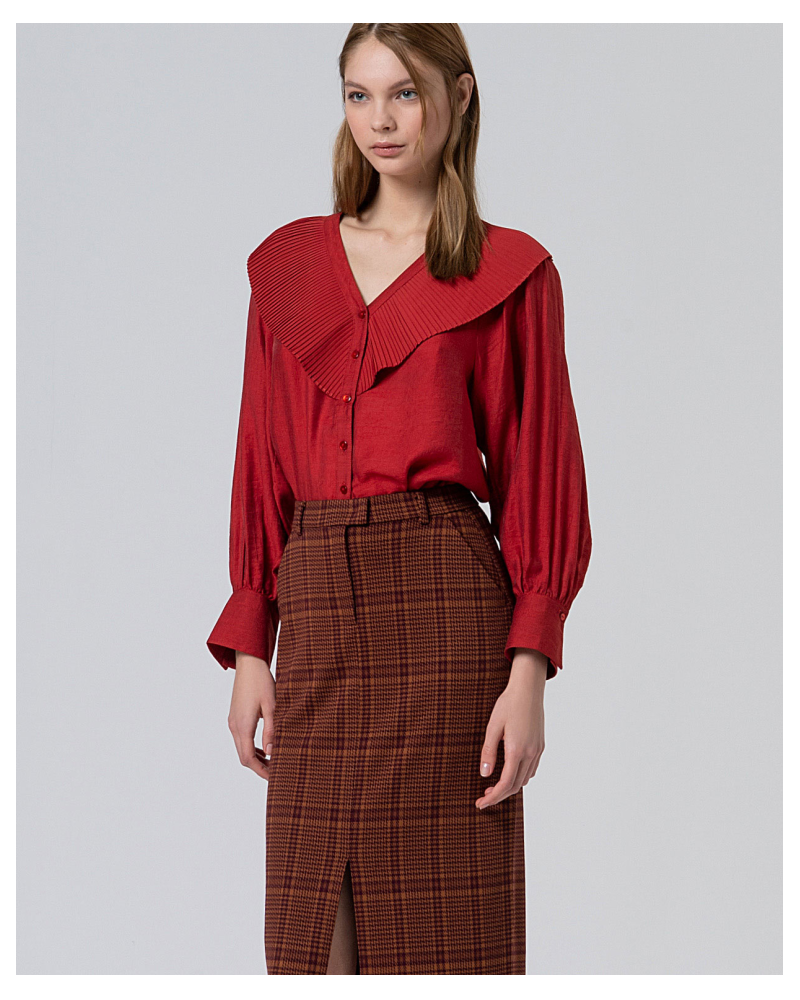 Falda Lápiz Cuadros Teja