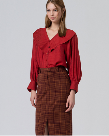 Falda Lápiz Cuadros Teja