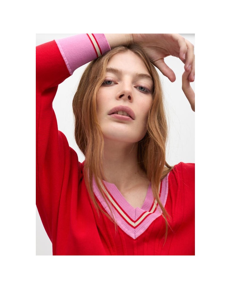 Jersey Rojo Pico Contraste