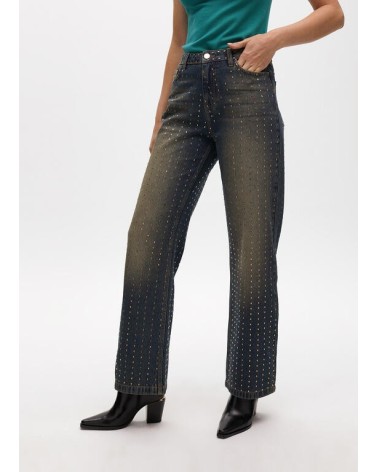 Vaquero Desgastado Con Brillantes En Color Cobre