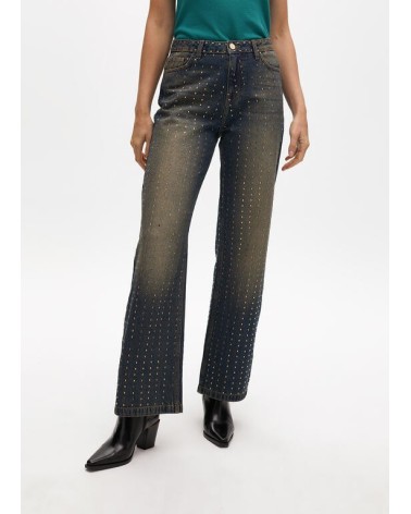 Vaquero Desgastado Con Brillantes En Color Cobre