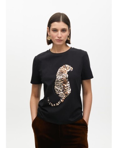 Camiseta Negra Tigre Lentejuelas