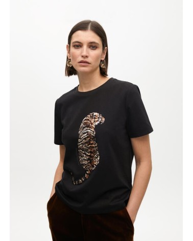 Camiseta Negra Tigre Lentejuelas