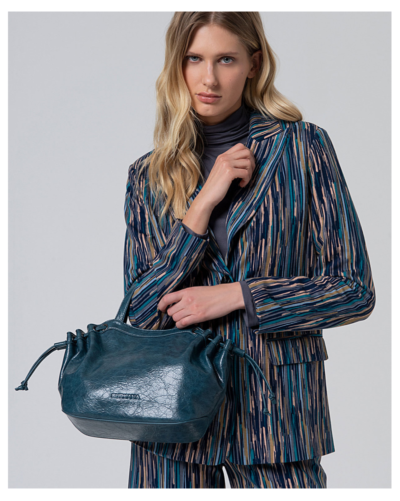 Bolso Piel Craquelada Azul