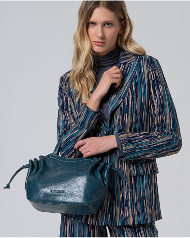 Bolso Piel Craquelada Azul