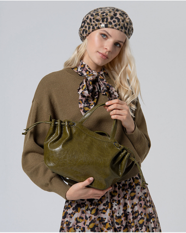 Bolso Piel Craquelada Kaki