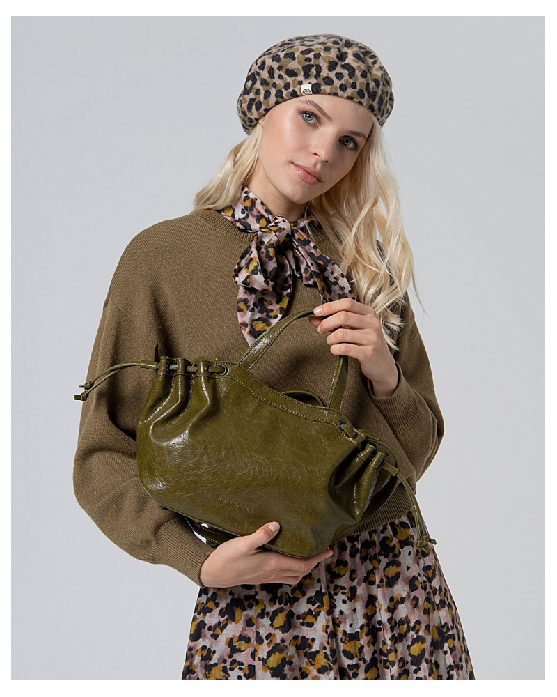 Bolso Piel Craquelada Kaki