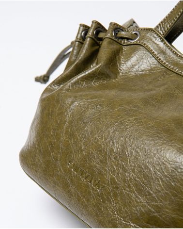 Bolso Piel Craquelada Kaki