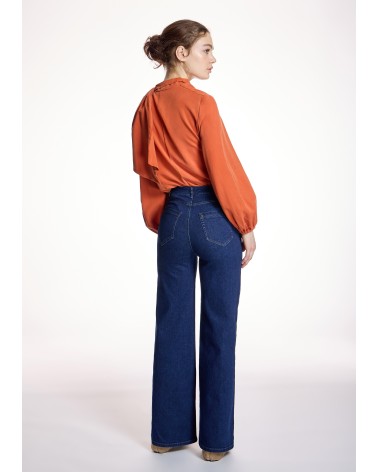 Jeans Rectos Bordados A Tono