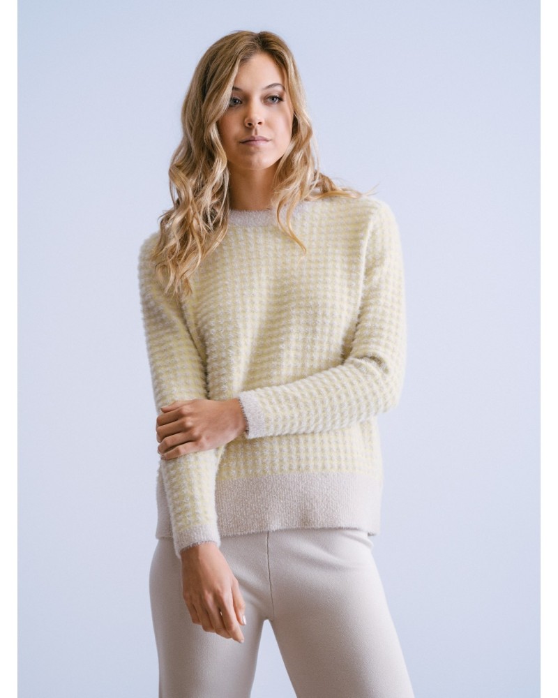 Jersey Peluche Mini Cuadros Amarillo