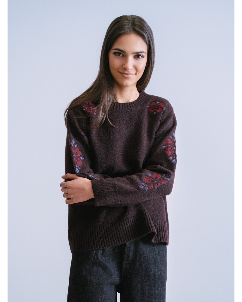 Jersey Berenjena Punto De Cruz