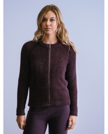 Chaqueta Bomber Peluche Lúrex Berenjena