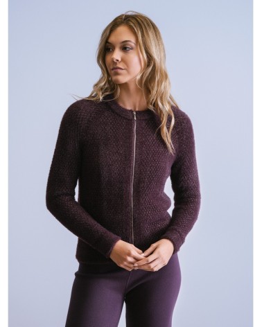 Chaqueta Bomber Peluche Lúrex Berenjena