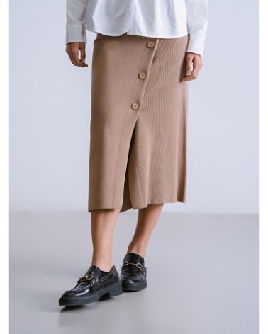 Falda Con Botones Camel